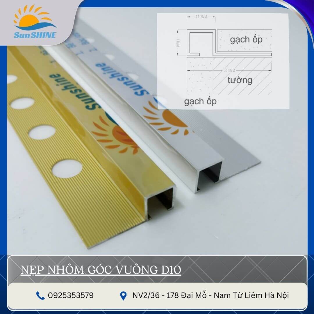 Nẹp Nhôm Góc Vuông D10