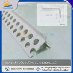 Nẹp trát góc tường TG10 không mũ- mặt cắt cận cảnh dùng cho các góc và cạnh tường.