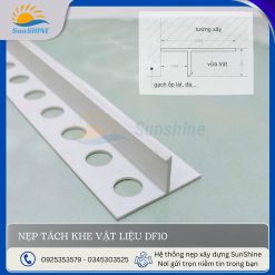 Nẹp tách khe vật liệu DF10- mặt cắt cận cảnh dùng để tách khe giữa các vật liệu.