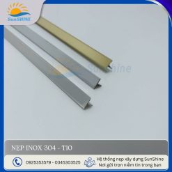 Nẹp Inox 304 T10 - Các màu sắc trắng gương, trắng xước, vàng gương. Kích thước 10mm x 5mm. Dùng để xử lý khe giãn cách giữa các vật liệu.