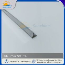 Nẹp Inox 304 T10 màu trắng gương. Kích thước 10mm x 5mm. Dùng để xử lý khe giãn cách giữa các vật liệu.