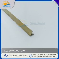 Nẹp Inox 304 T10 màu vàng gương. Kích thước 10mm x 5mm. Dùng để xử lý khe giãn cách giữa các vật liệu.