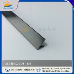 Nẹp Inox 304 T15 màu đen xước. Kích thước 15mm x 5mm. Dùng để xử lý khe giãn cách giữa các vật liệu.