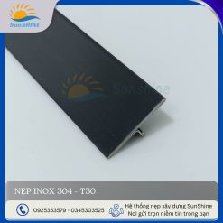 Nẹp Inox 304 T30 màu đen. Kích thước 30mm x 8mm. Dùng để xử lý khe giãn cách giữa các vật liệu.