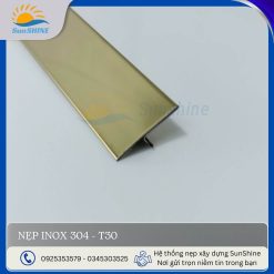 Nẹp Inox 304 T30 màu vàng gương. Kích thước 30mm x 8mm. Dùng để xử lý khe giãn cách giữa các vật liệu.