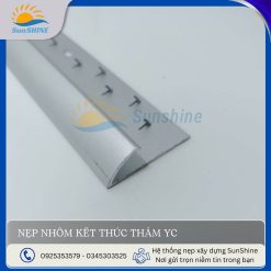 Nẹp nhôm kết thúc thảm YC màu bạc mờ. Kích thước rộng 34.6mm x cao 10.3mm. Dùng để Kết thúc thảm, bảo vệ cạnh của thảm