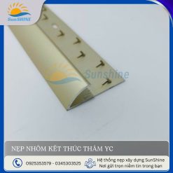 Nẹp nhôm kết thúc thảm YC màu vàng mờ. Kích thước rộng 34.6mm x cao 10.3mm. Dùng để Kết thúc thảm, bảo vệ cạnh của thảm