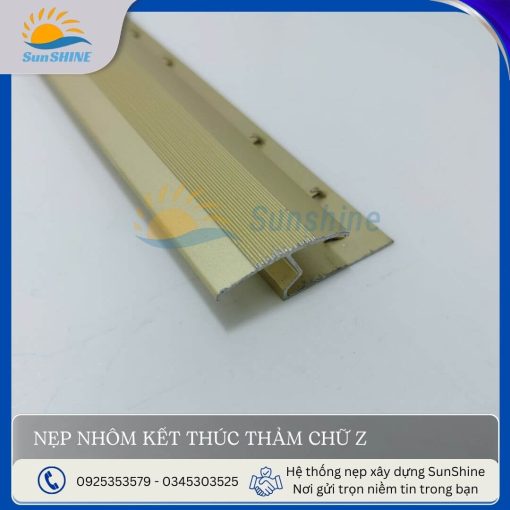Nẹp nhôm kết thúc thảm chữ Z màu vàng mờ
