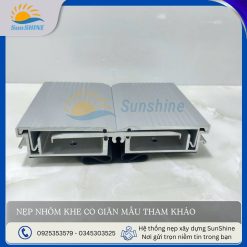 Nẹp nhôm khe co giãn MSDK mặt cắt kỹ thuật. Kích thước mỗi bên là 30 mm, và khoảng ở giữa là 62 mm. Dùng để che các khe co giãn trên bề mặt phẳng.