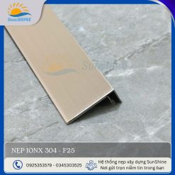Nẹp inox 304 F25 màu trắng xước. Dùng kết thúc sàn đá, gạch, gỗ,...