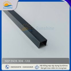 Nẹp inox 304 U12 màu đen gương, kích thước rộng 12mm x cao 10mm, dùng để xử lý khe hở, khe giãn cách giữa các vật liệu.