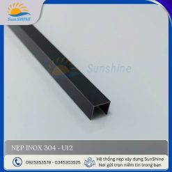 Nẹp inox 304 U12 màu đen xước, kích thước rộng 12mm x cao 10mm, dùng để xử lý khe hở, khe giãn cách giữa các vật liệu.