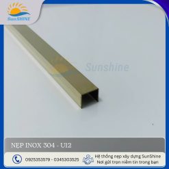 Nẹp inox 304- U12, kích thước rộng 12mm x cao 10mm. Dùng để xử lý khe hở, khe giãn cách giữa các vật liệu.