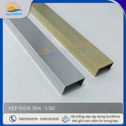 Nẹp inox 304 U20 tổng hợp màu sắc, kích thước rộng 20mm x cao 10mm, dùng để xử lý khe hở, khe giãn cách giữa các vật liệu.
