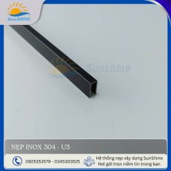 Nẹp inox 304 U3 màu đen gương, kích thước rộng 3mm x cao 10mm, dùng để xử lý khe hở, khe giãn cách giữa các vật liệu.