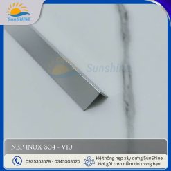 Nẹp inox 304- V10 màu trắng gương, kích thước 10x10 mm, dùng trang trí góc vuông.