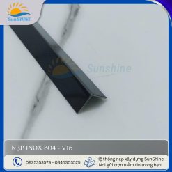 Nẹp inox 304- V15 màu đen xước, kích thước 15x15mm, dùng trang trí góc vuông.