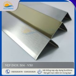 Nẹp inox 304- V30 tổng hợp màu sắc, kích thước 30x30 mm, dùng trang trí góc vuông.
