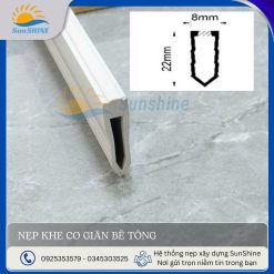 Nẹp khe co giãn bê tông. Dùng tạo khe co giãn trên bề mặt phẳng.